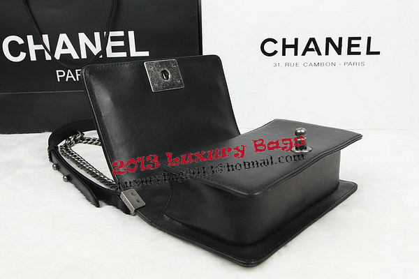 Chanel Boy Flap Shoulder Bag Black Original Python Leather A67085 Silver