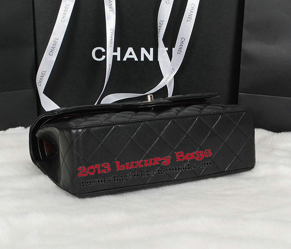 Chanel Classic Flap Bag Black Original Sheepskin Leather A1118 Silver