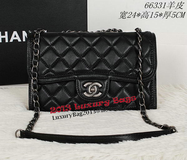 Chanel Classic Flap Bag Sheepskin Leather A66331 Black