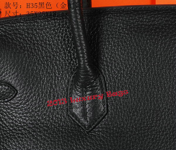 Hermes Birkin 35CM Tote Bag Black Original Grainy Leather H35 Gold