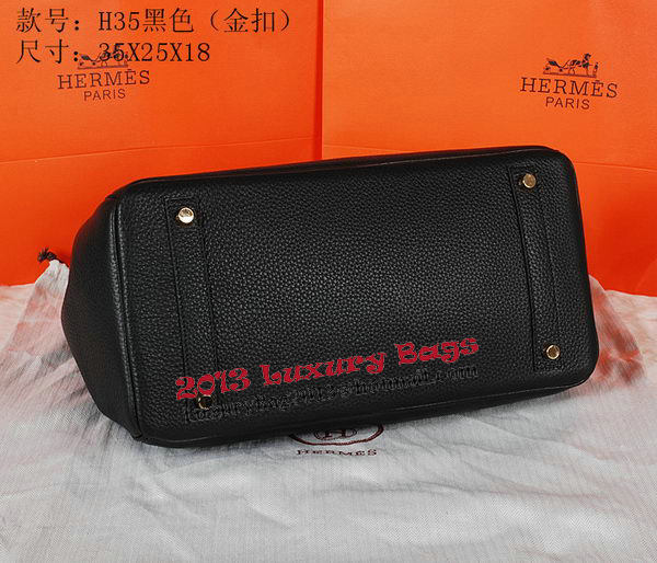 Hermes Birkin 35CM Tote Bag Black Original Grainy Leather H35 Gold