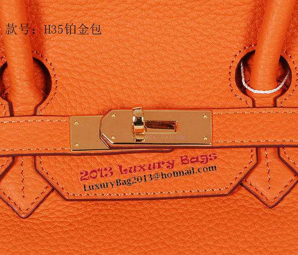 Hermes Birkin 35CM Tote Bag Orange Original Grainy Leather H35 Gold