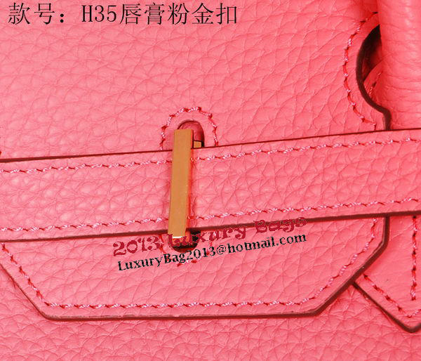 Hermes Birkin 35CM Tote Bag Pink Original Grainy Leather H35 Gold
