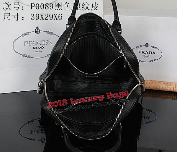 Prada Grainy Calf Leather Briefcase VA0089 Black