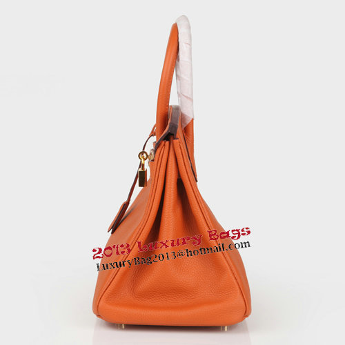 Hermes Birkin 30CM Tote Bag Orange Original Leather H30 Gold