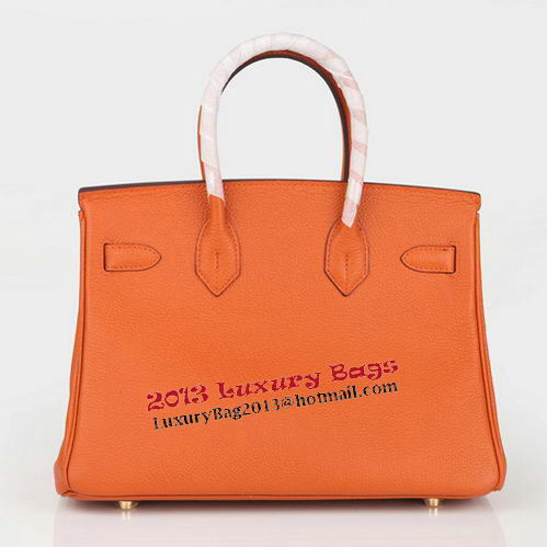 Hermes Birkin 30CM Tote Bag Orange Original Leather H30 Gold