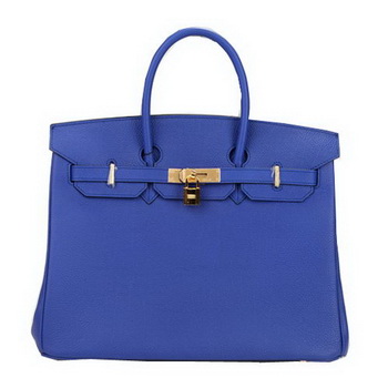 Hermes Birkin 35CM Tote Bag Blue Original Leather H35 Gold