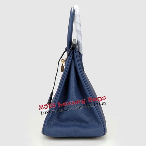 Hermes Birkin 35CM Tote Bag Dark Blue Original Leather H35 Gold