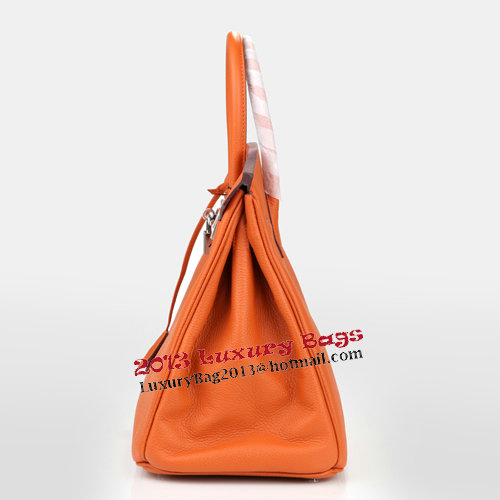 Hermes Birkin 35CM Tote Bag Orange Original Leather H35 Silver