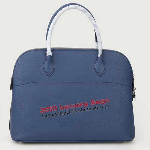 Hermes Bolide 37CM Tote Bags Calf Leather Blue