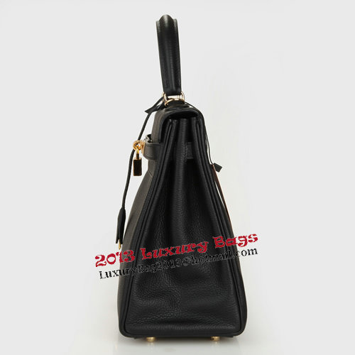 Hermes Kelly 32cm Shoulder Bag Black Original Leather K32 Gold