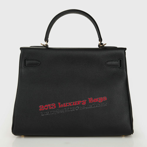 Hermes Kelly 32cm Shoulder Bag Black Original Leather K32 Gold