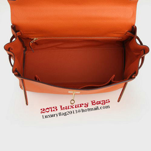 Hermes Kelly 32cm Shoulder Bag Orange Original Leather K32 Gold