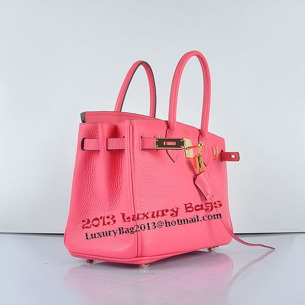 Hermes Birkin 30CM Tote Bags Pink Clemence Leather Gold