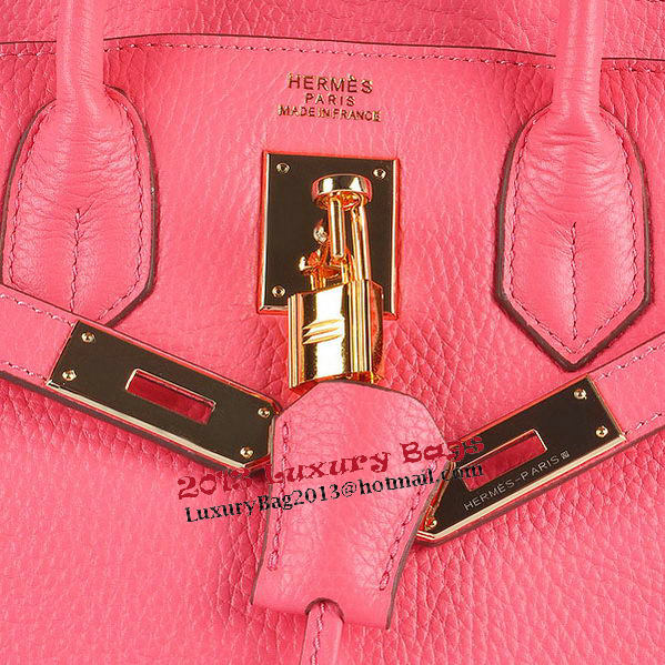 Hermes Birkin 30CM Tote Bags Pink Clemence Leather Gold