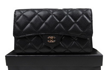 Chanel Tri-Fold Wallet Original Cannage Pattern Leather CHA31506 Black