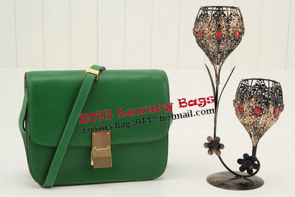 Celine Classic Box Small Flap Bag Smooth Leather 11042 Green
