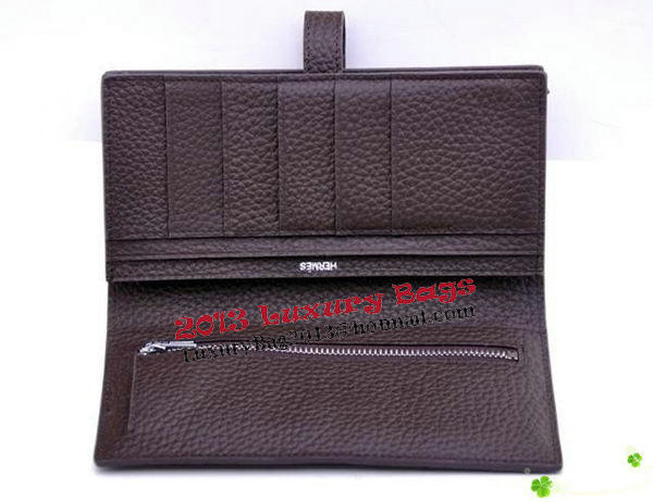 Hermes Bearn Japonaise Bi-Fold Wallet Grainy Leather H68942 Brown