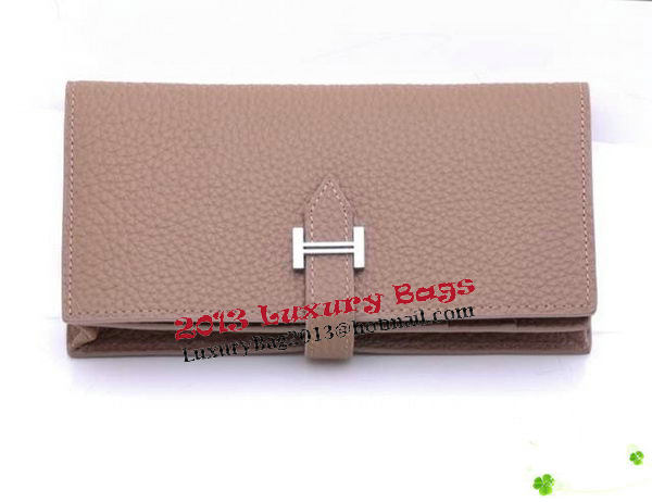 Hermes Bearn Japonaise Bi-Fold Wallet Grainy Leather H68942 Grey