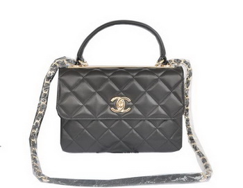 Chanel Classic Top Handle Bag Original Sheepskin Leather CHA92236 Black