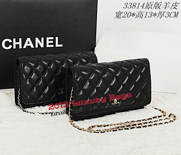 Chanel CHA33814 Original Sheepskin Leather mini Flap Bag Black
