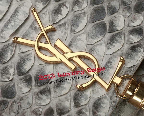 YSL Small Monogramme Cross-body Shoulder Bag Snake Leather 5475 OffWhite