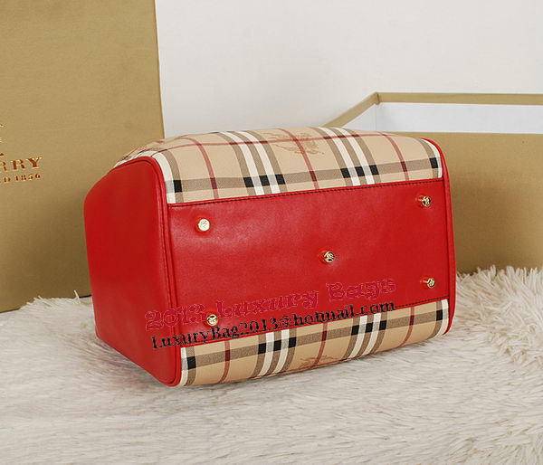 BurBerry Small Haymarket Check Tote Bag B5911 Red