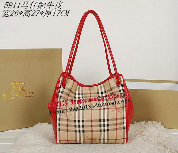 BurBerry Small Haymarket Check Tote Bag B5911 Red