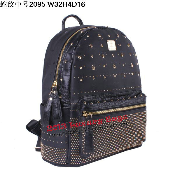 MCM Armour Medium Backpack Snake Leather MC2095 Black