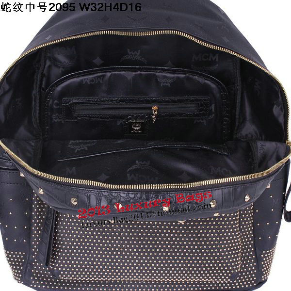 MCM Armour Medium Backpack Snake Leather MC2095 Black