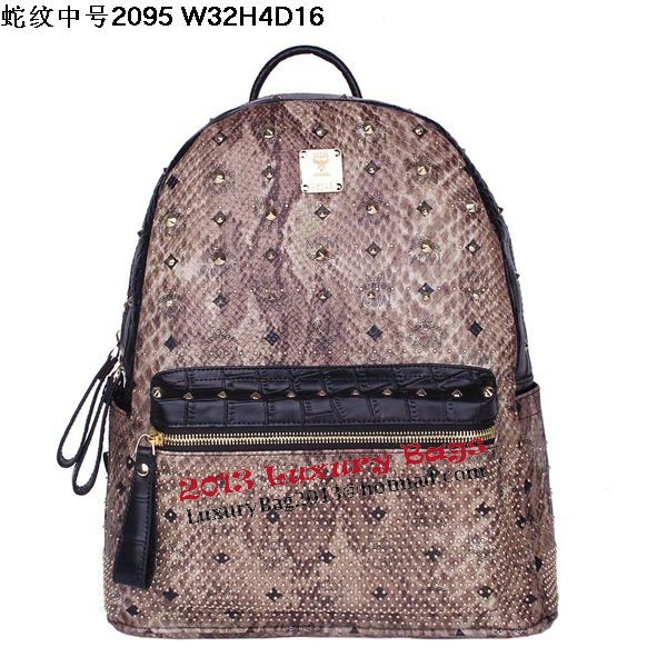 MCM Armour Medium Backpack Snake Leather MC2095 Brown