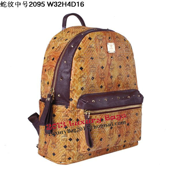 MCM Armour Medium Backpack Snake Leather MC2095 Wheat