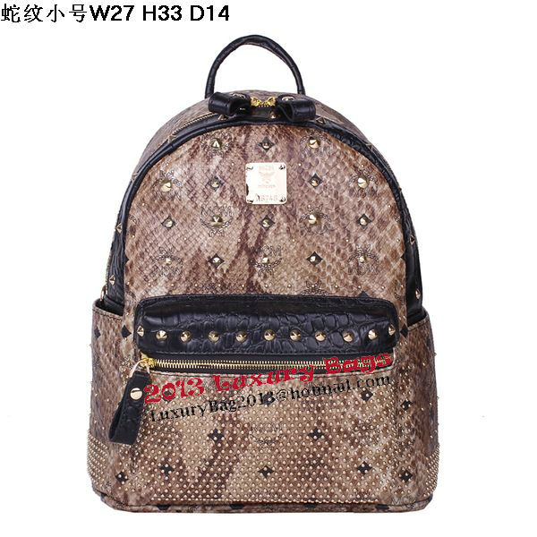 MCM Armour Small Backpack Snake Leather MC2095S Brown