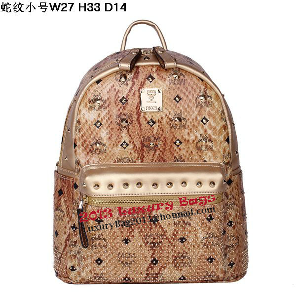 MCM Armour Small Backpack Snake Leather MC2095S Gold