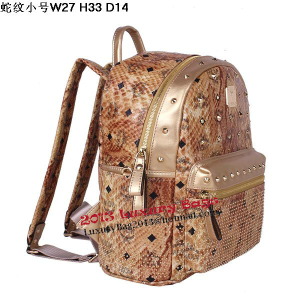 MCM Armour Small Backpack Snake Leather MC2095S Gold