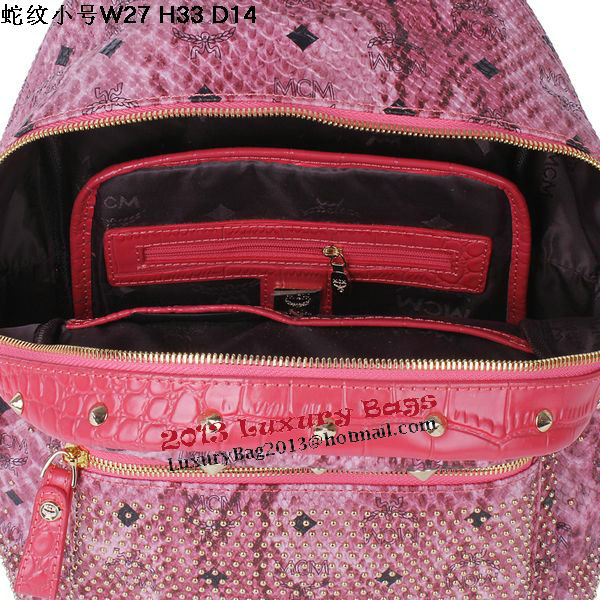 MCM Armour Small Backpack Snake Leather MC2095S Rose