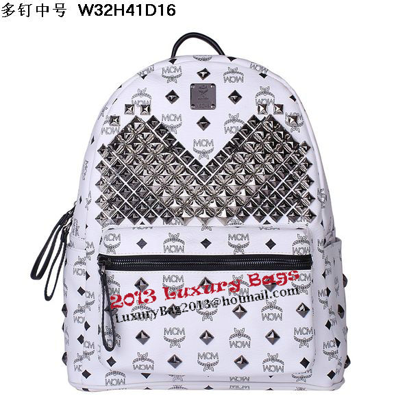 MCM Medium Stark Front Studs Backpack MC4238 White