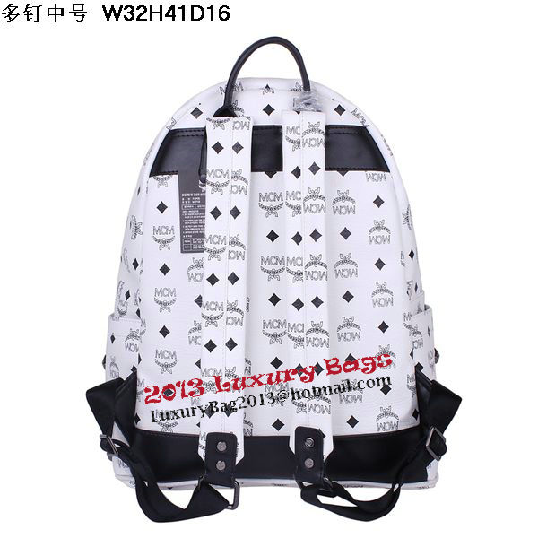 MCM Medium Stark Front Studs Backpack MC4238 White