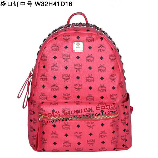 MCM Medium Top Studs Backpack MC4232 Red