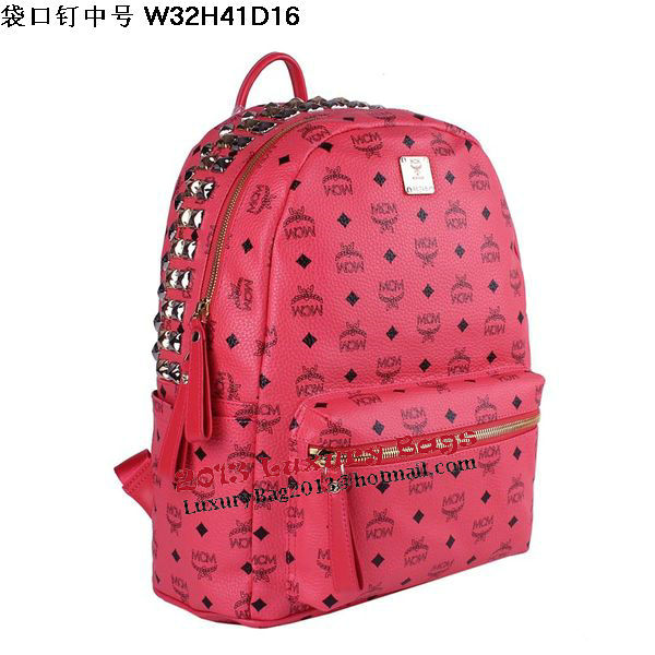 MCM Medium Top Studs Backpack MC4232 Red