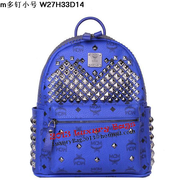 MCM Small Stark Front Studs Backpack MC4237S Blue