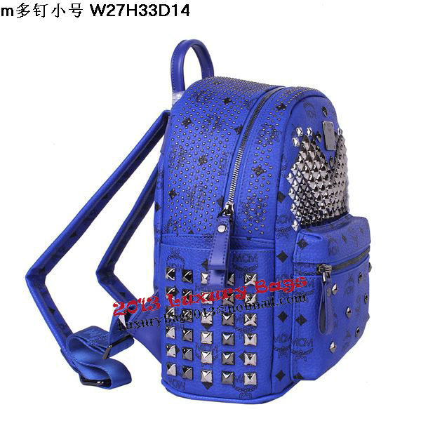 MCM Small Stark Front Studs Backpack MC4237S Blue
