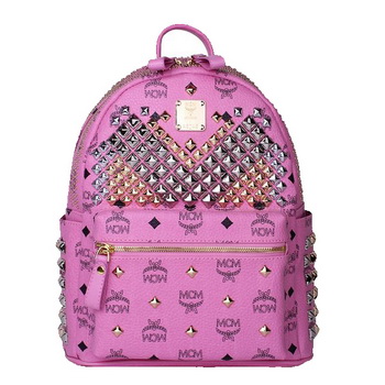 MCM Small Stark Front Studs Backpack MC4237S Rosy