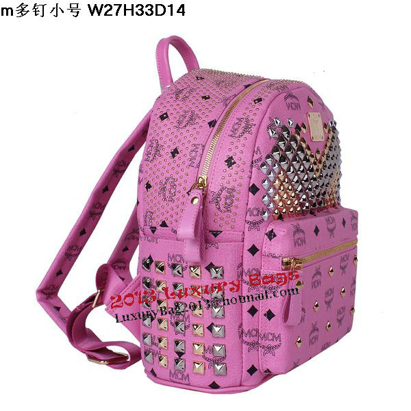 MCM Small Stark Front Studs Backpack MC4237S Rosy