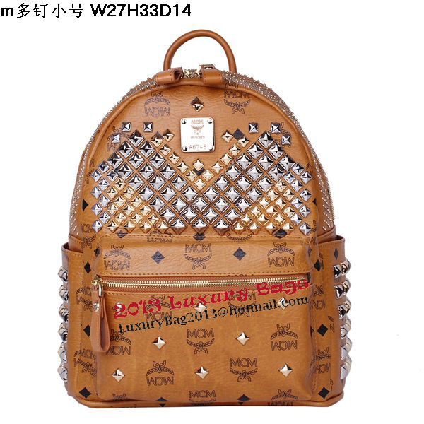 MCM Small Stark Front Studs Backpack MC4237S Wheat