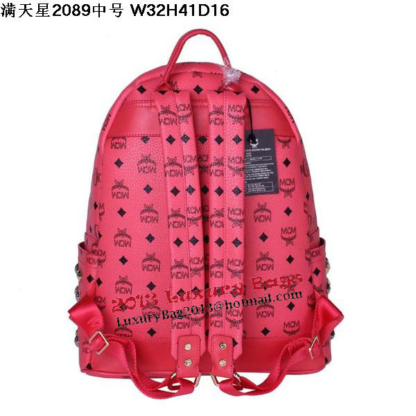 MCM Stark Studded Medium Backpack MC2089 Light Red