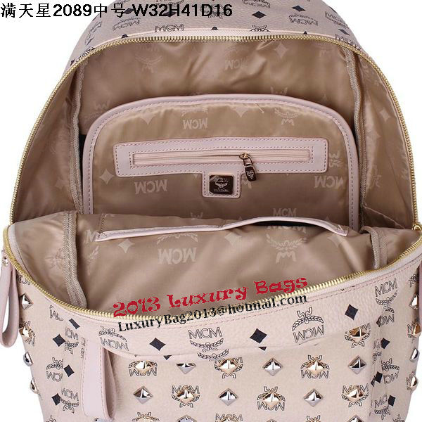 MCM Stark Studded Medium Backpack MC2089 OffWhite