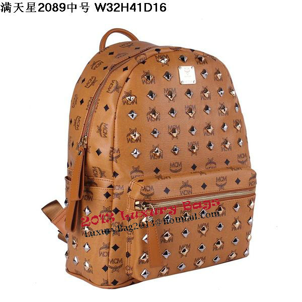 MCM Stark Studded Medium Backpack MC2089 Wheat