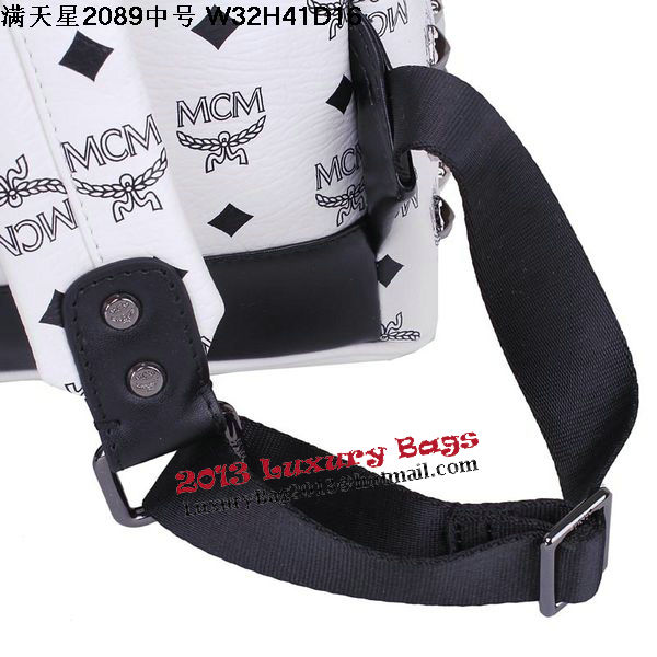 MCM Stark Studded Medium Backpack MC2089 White