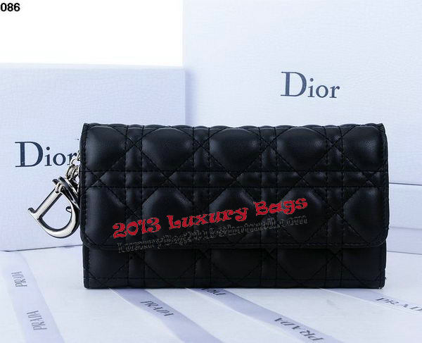 Dior Bi-Flod Wallet in Lambskin Leahter CD086 Black